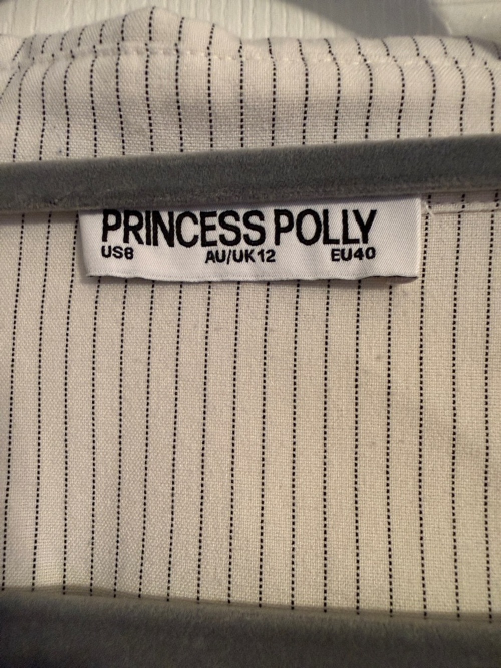 Princess Polly Cream Ribbed Button-Down Collared Top - Picture 3 of 6